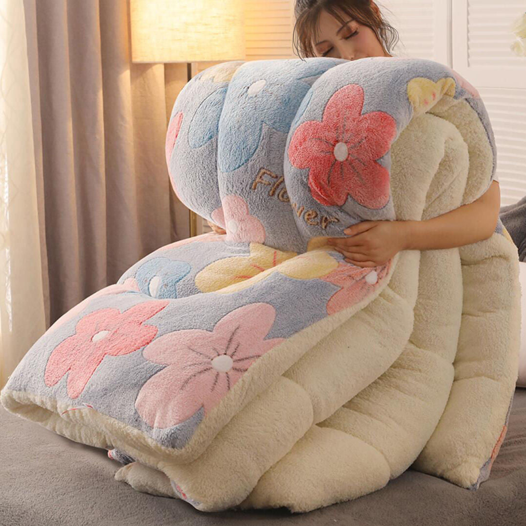 Modrá Fleecová Prikrývka S Kvetmi