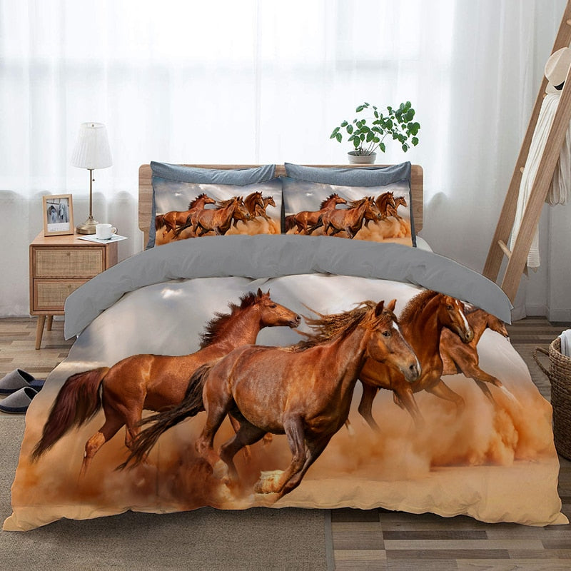 Hnedé Kone V Obliečke Na Perinu V Púšti