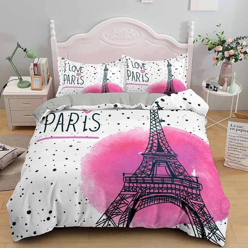 Obliečka Na Prikrývku I Love Paris Eiffelova Veža Ružová