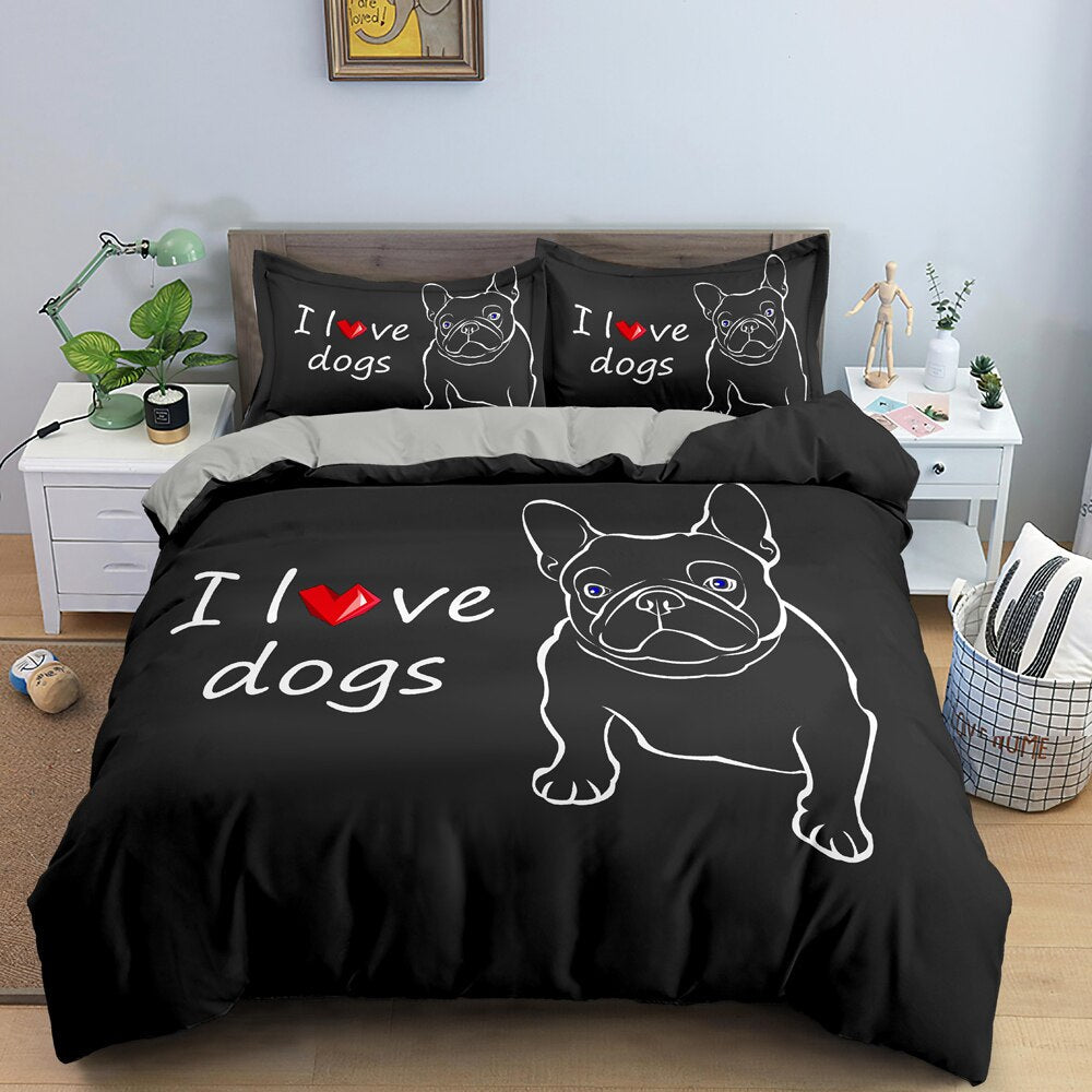 Obliečka Na Prikrývku Black Bulldog I Love Dogs