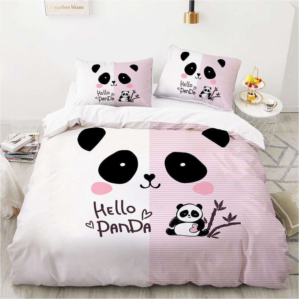 Ružovo-Biela Obliečka Na Prikrývku Panda