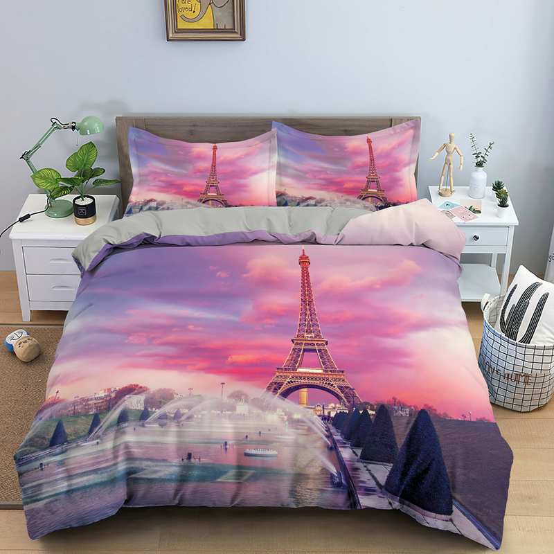 Obliečka Na Perinu Eiffelova Veža Pod Ružovým Západom Slnka