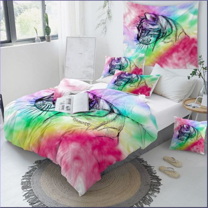 Obliečka Na Prikrývku Rainbow Portrait Cat