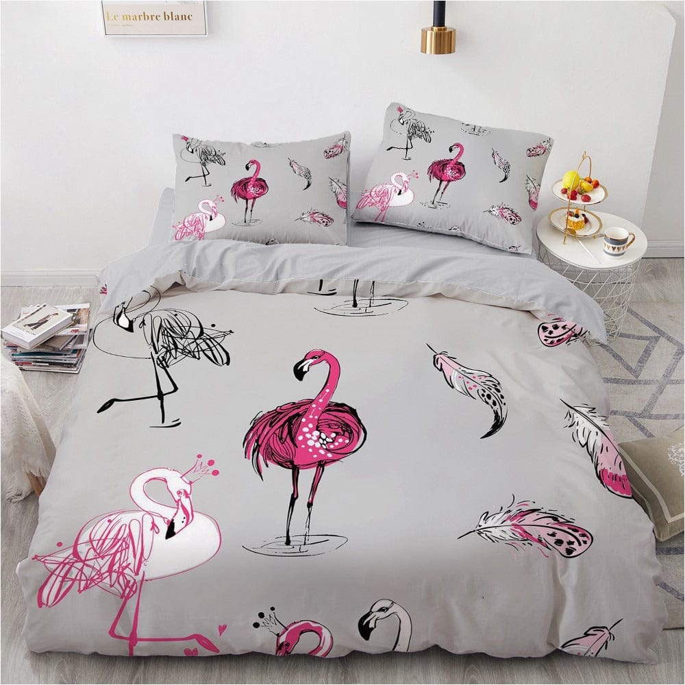 Šedá Detská Obliečka Na Prikrývku Pink Flamingo