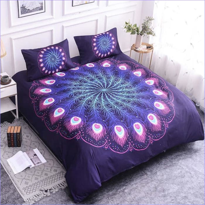 Obliečka Na Prikrývku Mandala Purple Peacock