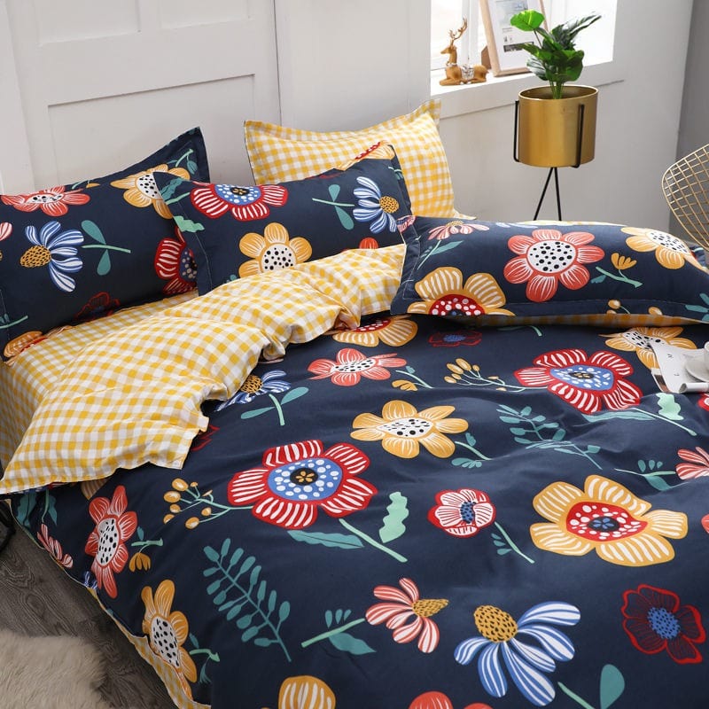 Čierna Prikrývka S Veľkými Kvetmi