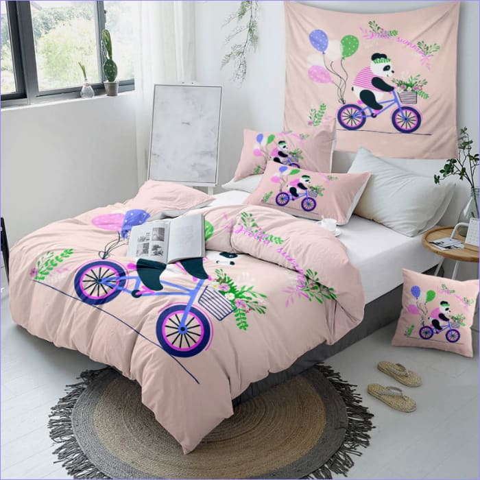 Obliečka Na Prikrývku Panda Na Bicykli