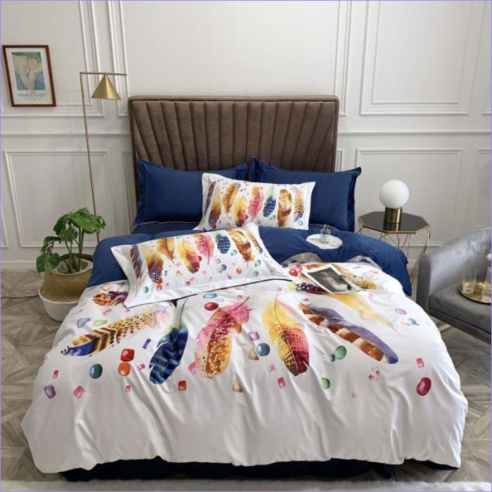 Farebná Modro-Biela Prikrývka Z Peria