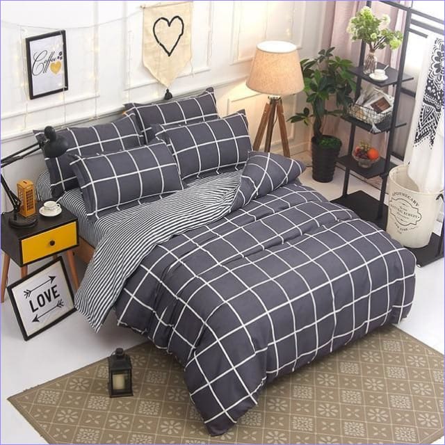 Škandinávska Obliečka Na Prikrývku Veľké Šedé Šeky