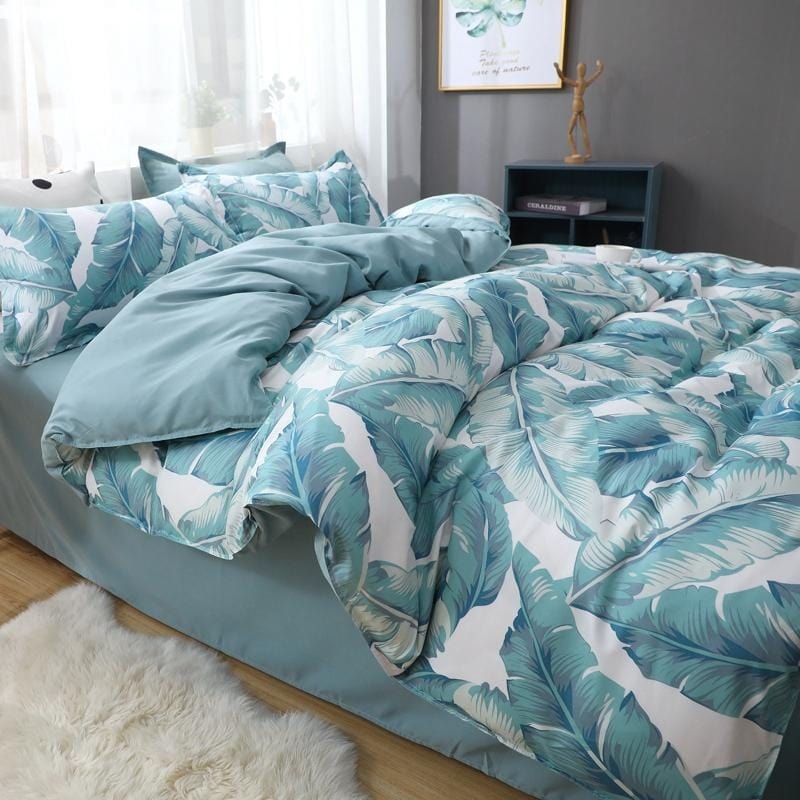 Obliečka Na Prikrývku So Zelenými A Bielymi Tropickými Kvetmi