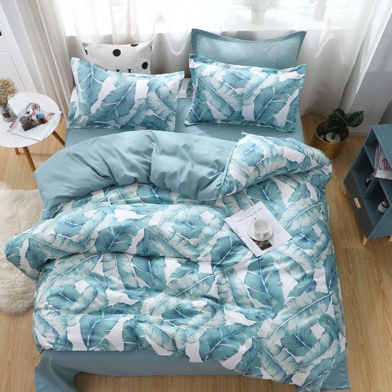 Obliečka Na Prikrývku So Zelenými A Bielymi Tropickými Kvetmi