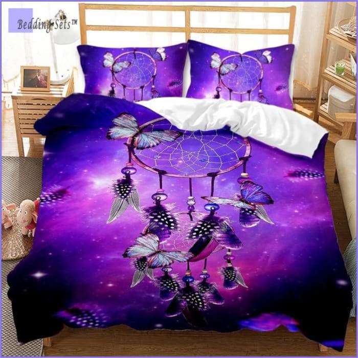 Violet Obliečka Na Prikrývku Dreamcatcher Butterflies